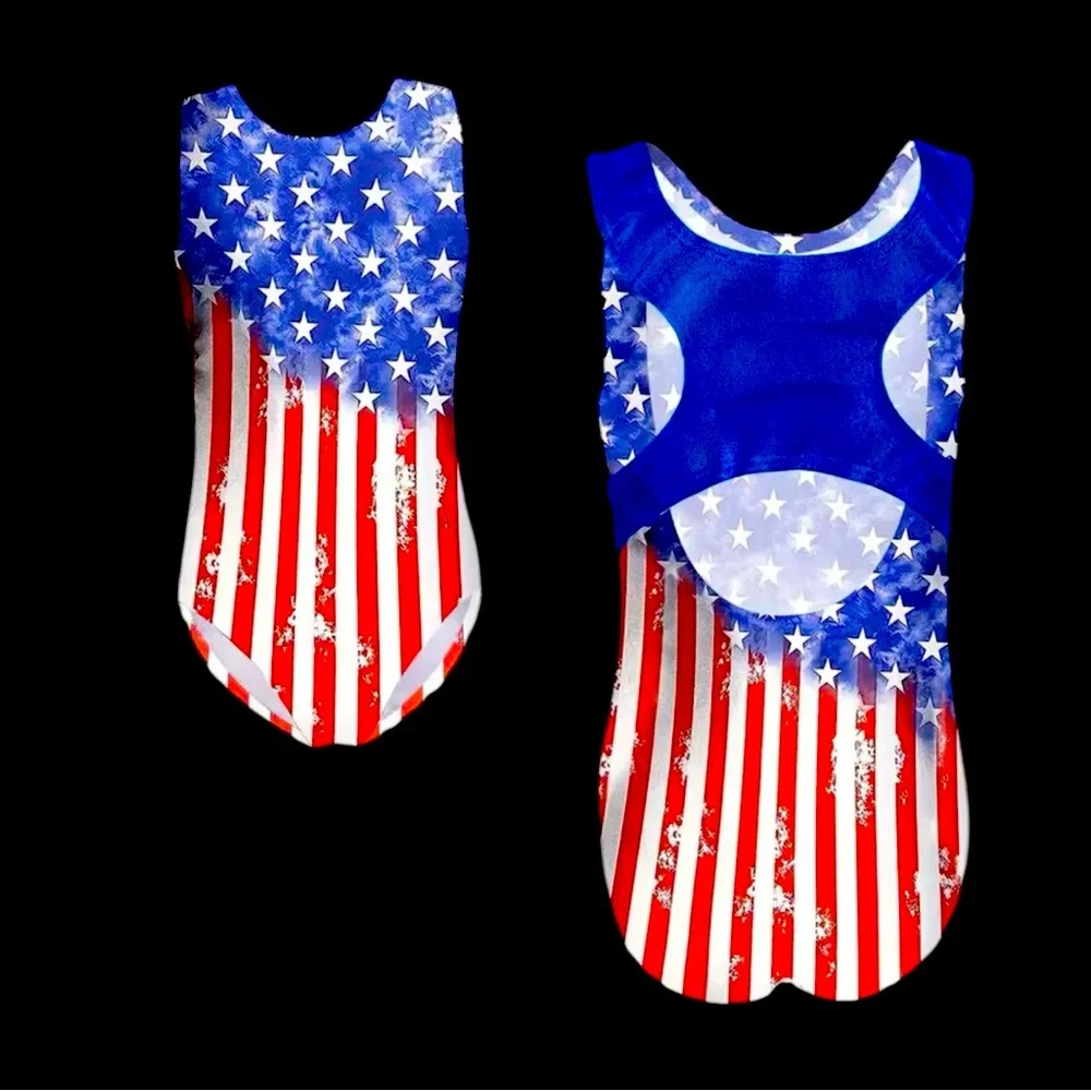 NWOT size 140 (children's 8-10 or medium) USA Flag Leotard